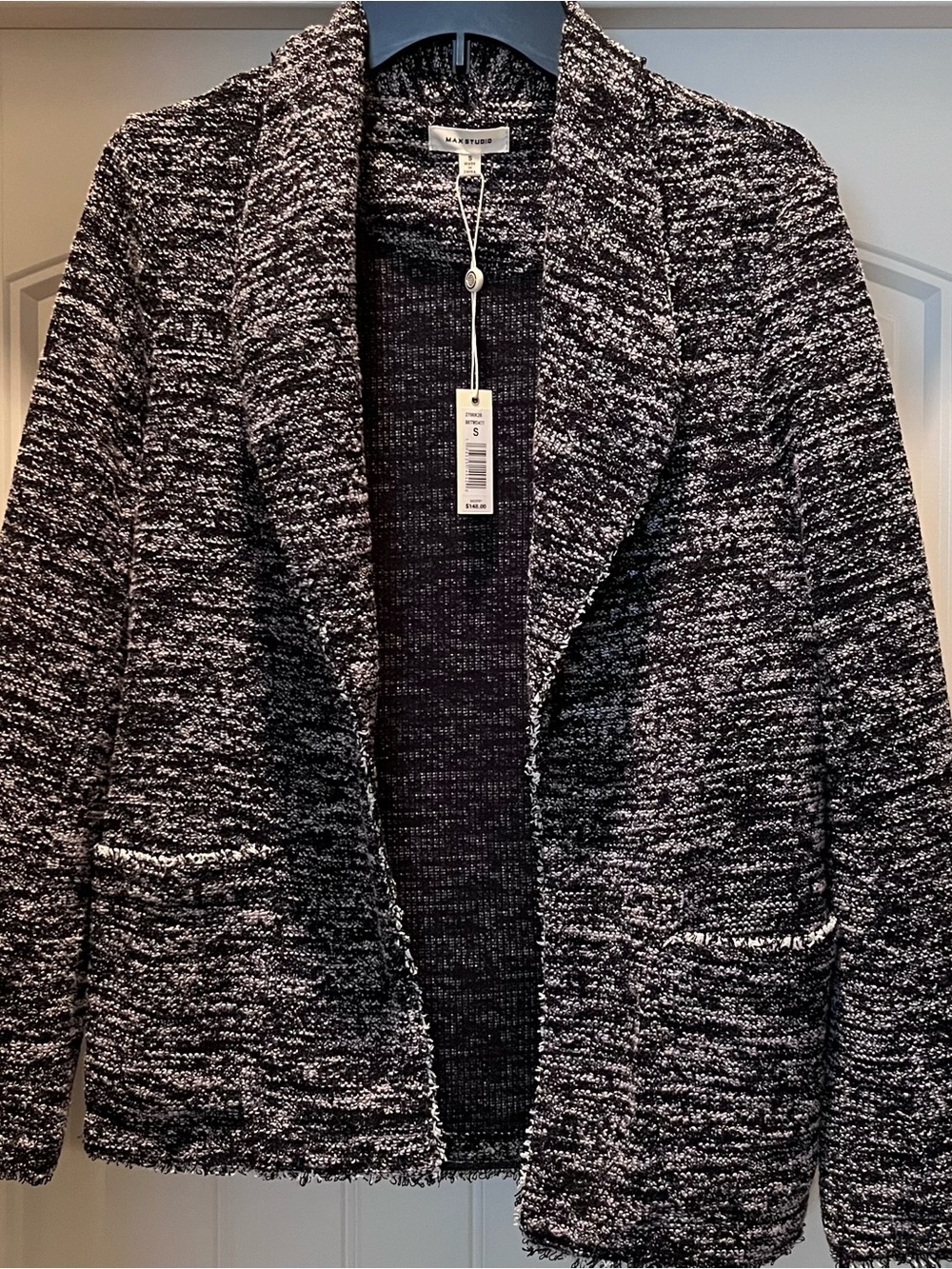 Max Studio Black and White Bouclé Open Cardigan Jacket - Size S - New with Tags